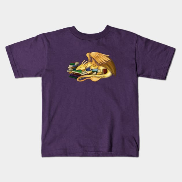 Sleepy Book Dragon Kids T-Shirt by ruthimagination